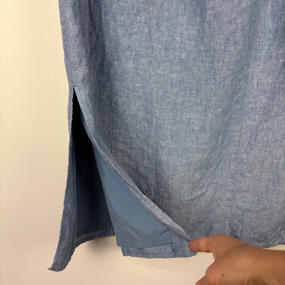 Talbots Blue Linen Button-Front Maxi Skirt Coastal Cottagecore - Picture 8 of 8